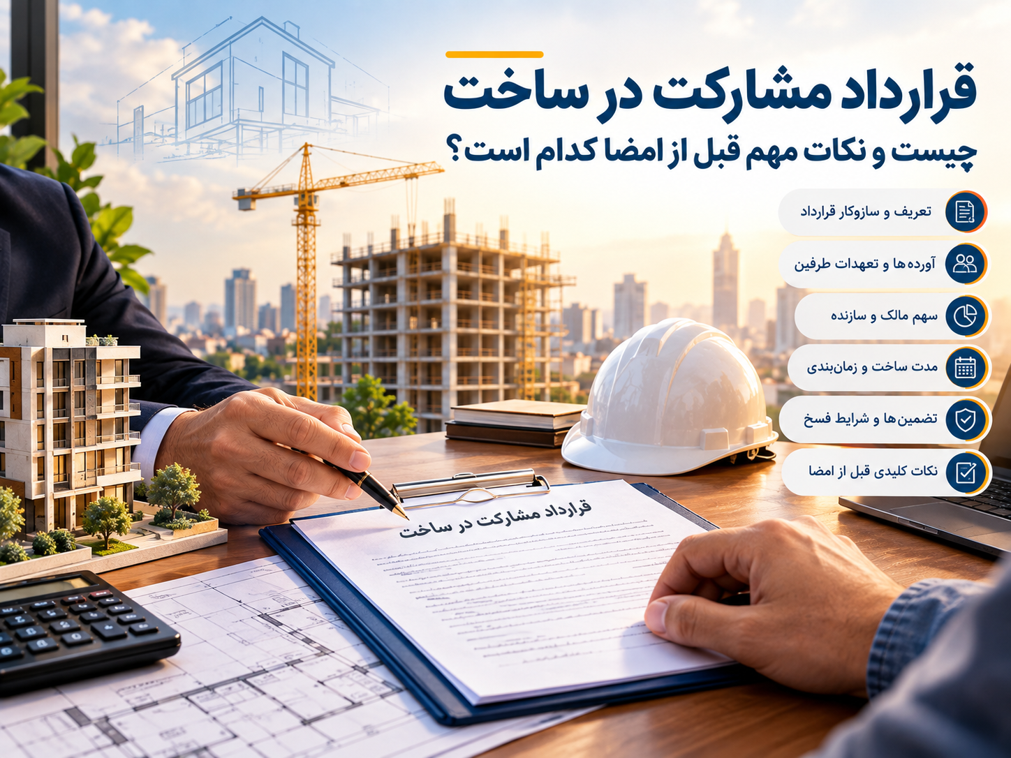 قرارداد مشارکت در ساخت چیست و نکات کلیدی نگارش آن کدام است