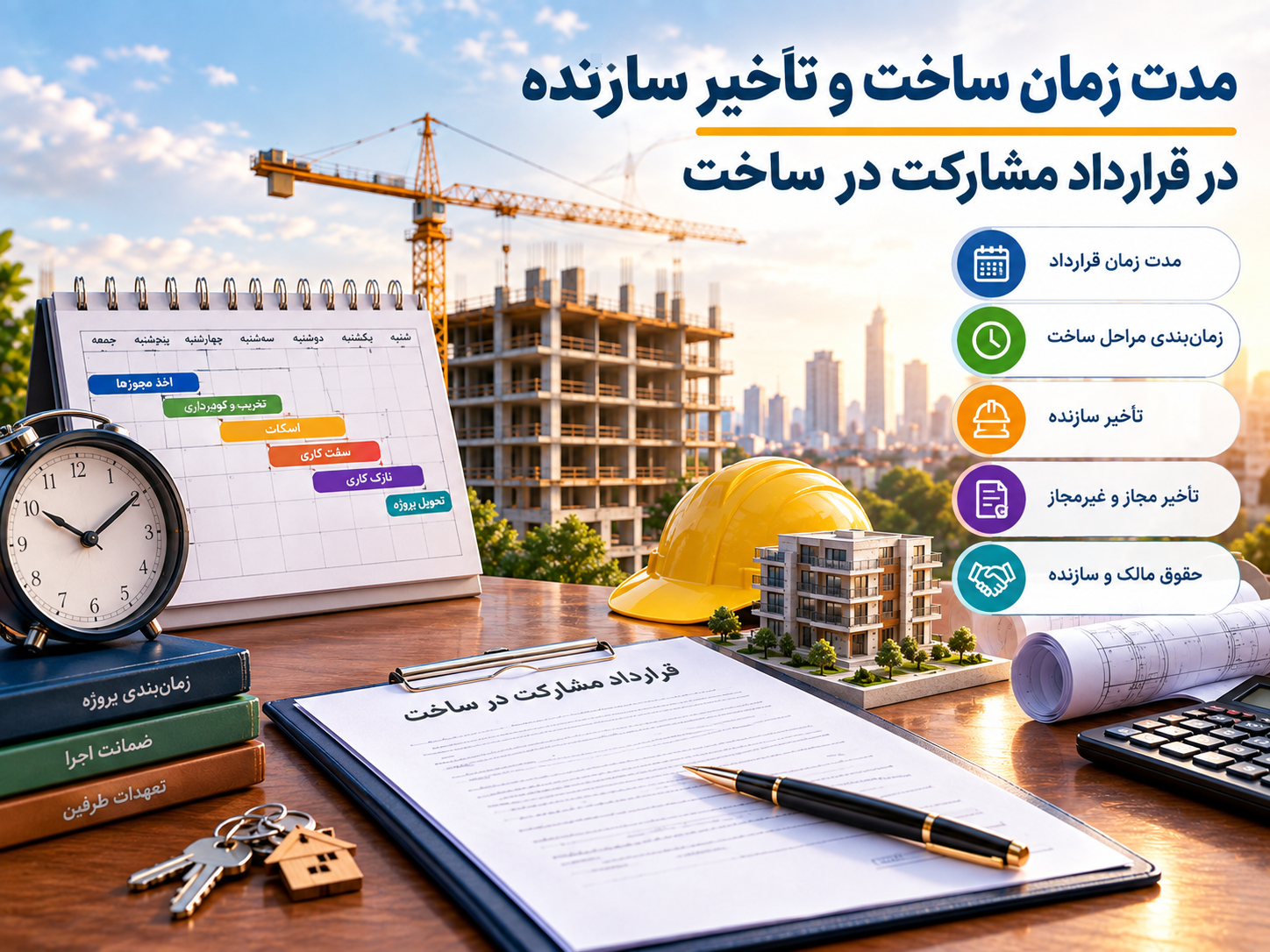 مدت زمان ساخت و تأخیر سازنده در قرارداد مشارکت در ساخت و محاسبه آن چگونه است