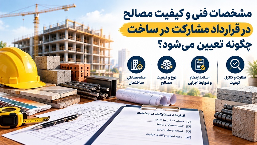 مشخصات فنی و کیفیت مصالح در قرارداد مشارکت در ساخت چگونه تعیین می‌شود؟
